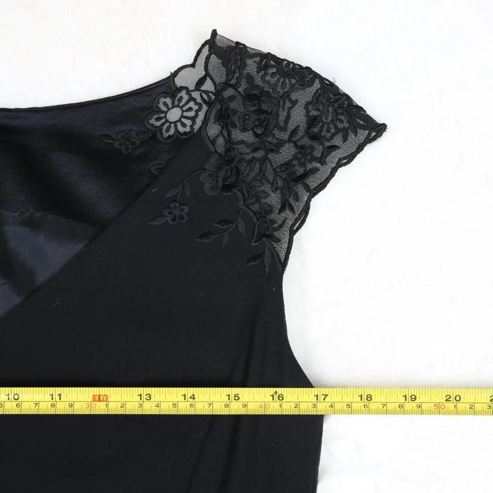 ESCADA Black Wool Blend Sheath Dress with Lace Capped Sleeves